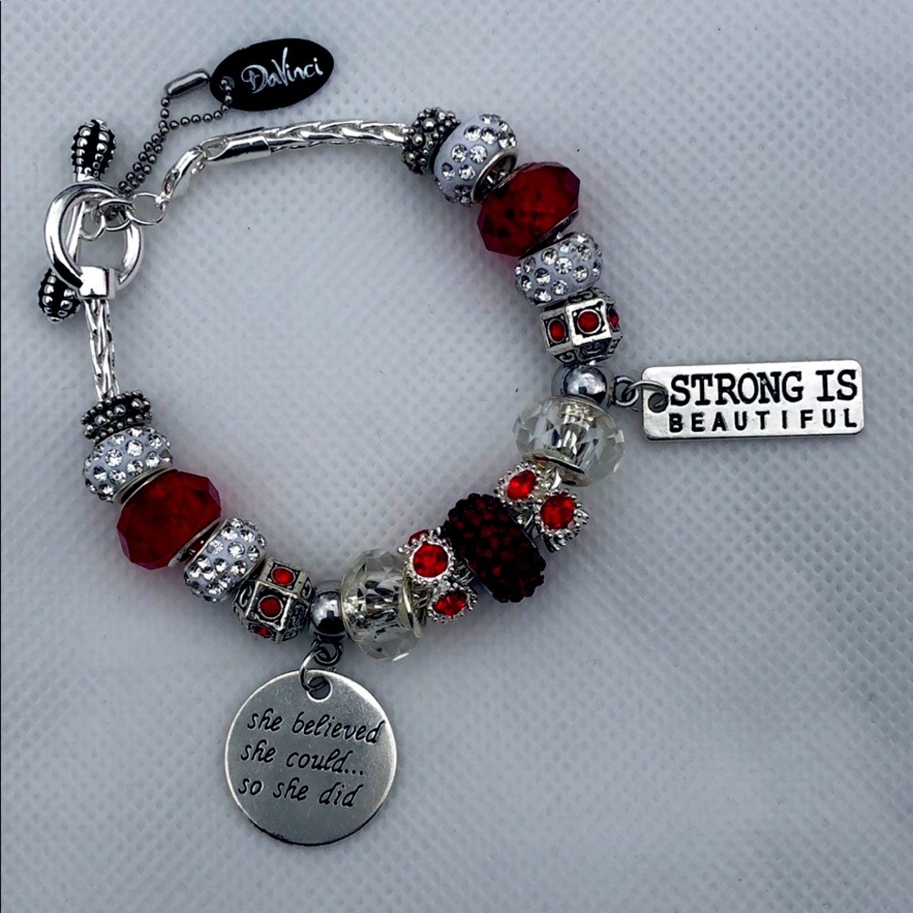 Handcrafted European Style Beaded Charm Bracelet on DaVinci Toggle Chain
